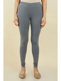 Soch - Women Grey Solid Cotton Hosiery Churidar Leggings