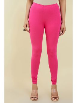 Soch - Women Fuchsia Pink Solid Cotton Hosiery Churidar Leggings