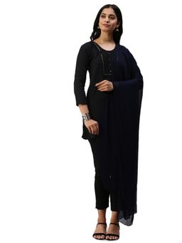 Soch - Women Navy Blue Georgette Solid Dupatta