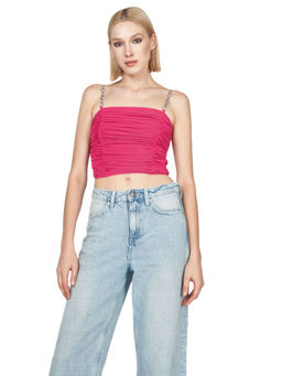 Cover Story - Pink Ruched Crop Top