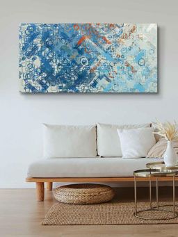 999Store - Wooden Stretched Framed Wall Paintings Abstract Modern White And Blue Color Frames