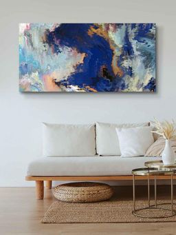999Store - Wooden Stretched Framed Navy Blue Abstract Frames Painting FLP24480610