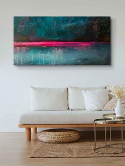 999Store - Wooden Stretched Framed Deep Blue Abstract Painting FLP24480611