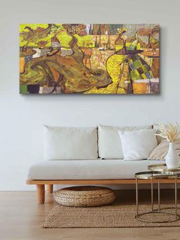 999Store - Wooden Stretched Framed Brown Abstract Canvas Modern Stylish Wall Painting FLP24480620)