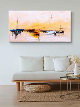 999Store - Wooden Stretched Framed Abstract Boats Canvas Wall Paintings FLP24480630
