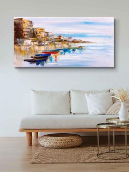 999Store - Wooden Stretched Framed Varanasi Ghat Painting FLP24480633