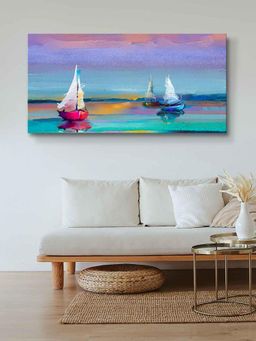 999Store - Wooden Stretched Framed Abstract Boats Canvas FLP24480649