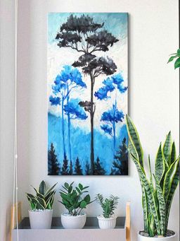 999Store - Blue And Black Abstract Tree Modern Art Canvas Painting Tree Painting For Living Room