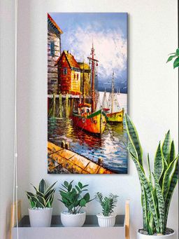 999Store - Multi Color Boat And House Modern Art Wall Painting Canvas Painting For Wall Decoration