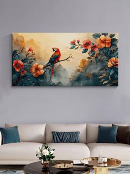 999Store - Exotic Parrot And Flowers Canvas Painting