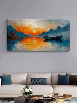 999Store - Stunning Sunset Boat Scene Canvas Art Painting