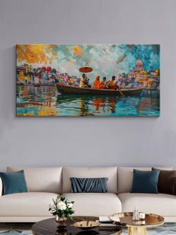 999Store - Vibrant Indian Banaras Ghats Canvas Painting