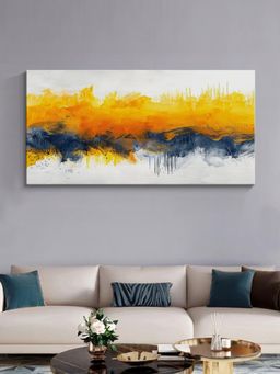 999Store - Abstract Yellow And Blue Horizon Canvas Painting
