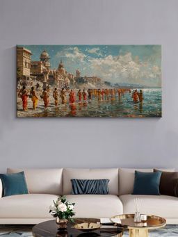 999Store - Traditional Indian River Scene Canvas Painting