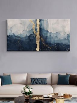 999Store - Bold Blue And Gold Abstract Canvas Painting