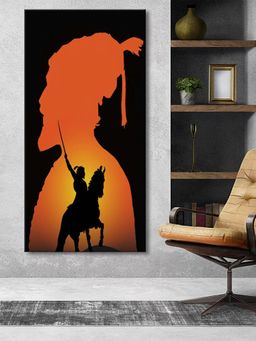999Store - Warrior Silhouette Canvas Art Home Decor Orange & Black Large Painting