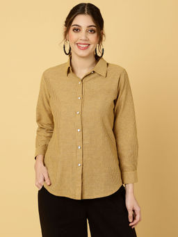 Jaipur Kurti - Mustard Cotton Checked Formal Shirt