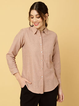 Jaipur Kurti - Peach Cotton Checked Formal Shirt