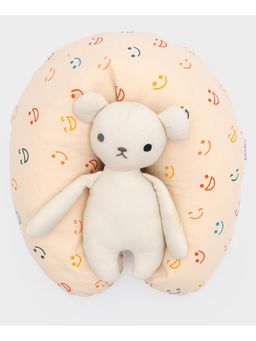 Mi Arcus - 100% Cotton Printed Head Support Baby Pillow Beige Suitable for Ages 0 -24 M