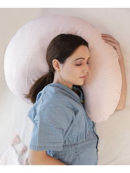 Mi Arcus - 100% Cotton Contour Shape Maternity/Pregnancy Pillow Removable Cover- Pink