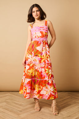 Oasis - Ric Rac Trim Midi Dress - Multi-Color