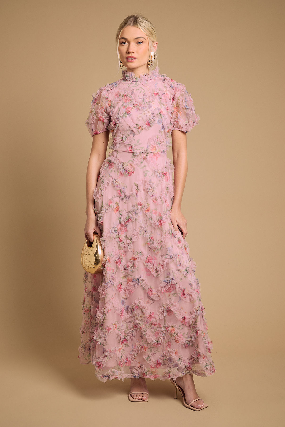 oasis Printed Textured Maxi Dress - Pink-picture-14