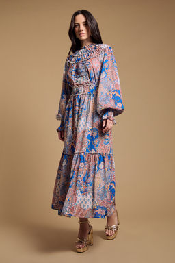 Oasis - Ruffle Detail Midi Dress - Multi-Color