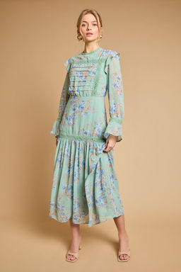 Oasis - Pin Tuck Detail Midi Dress - Green