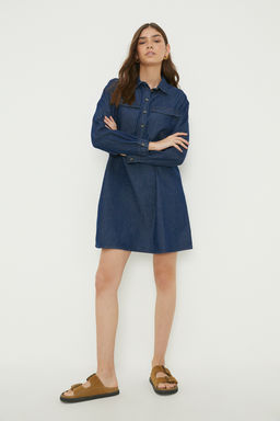 Dorothy Perkins - Denim 2 Pocket Mini Shirt Dress - Indigo