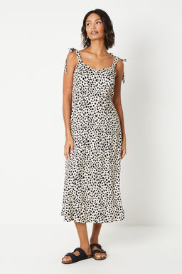 Dorothy Perkins - Animal Tie Shoulder Midi Dress - Multi-Color
