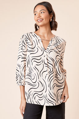 Dorothy Perkins - Long Sleeve Swirl Chain Detail Blouse - Ivory