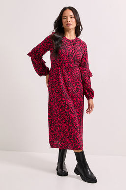 Dorothy Perkins - Pink Ruffle Blouson Sleeve Empire Seam Midi Dress