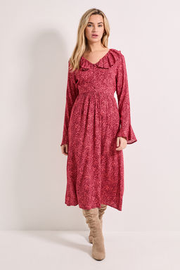 Dorothy Perkins - Pink Animal Frill Neck Button Front Printed Midi Dress