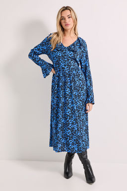 Dorothy Perkins - Blue Floral Frill Neck Button Front Printed Midi Dress