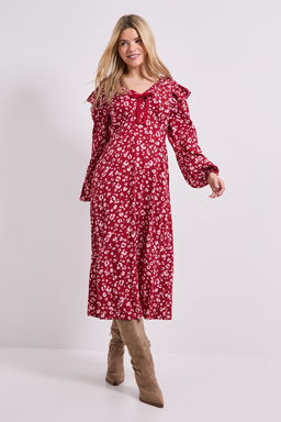 Dorothy Perkins - Pink Animal Contrast Bow Detail Frill Printed Midi Dress
