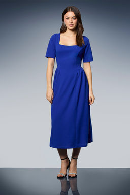 Dorothy Perkins - Square Neck Seam Detail Midi Dress - Blue