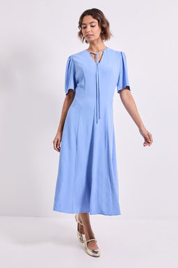Dorothy Perkins - Tie Front Seam Detail Midi Dress - Blue