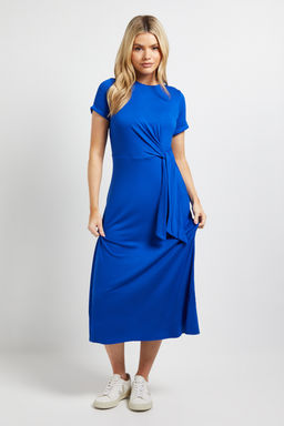 Dorothy Perkins - Tie Detail Short Sleeve Jersey Midi Dress - Blue