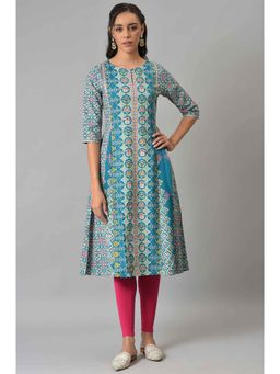 W - Blue Printed Kurta