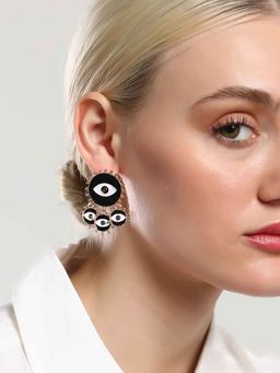 Sohi - Womens The Malocchio Drop Earrings - Onyx Black