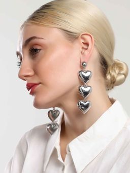 Sohi - Womens The Silver Hearts Drop Earrings
