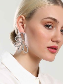 Sohi - Womens The Silver Semi-Flora Drop Earrings
