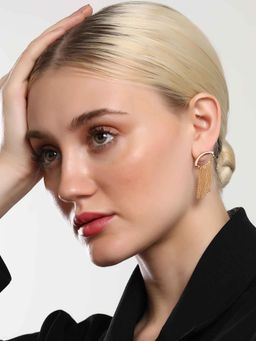 Sohi - Womens The Old Gold Hanging Chain Bar Drop Earrings