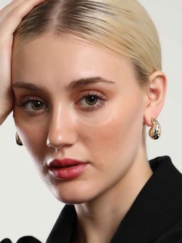 Sohi - Womens The Gold Small Dented Teardrop Stud Earrings
