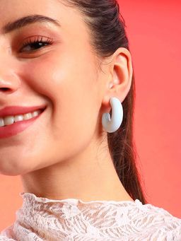 Sohi - Womens Chunky Hoop Earrings - Powder Blue