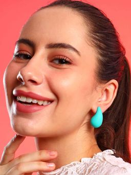 Sohi - Womens The Teardrop Stud Earrings - Turquoise