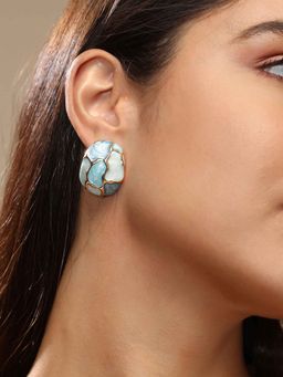 Sohi - Womens The Veined Stud Earrings - Powder Blue