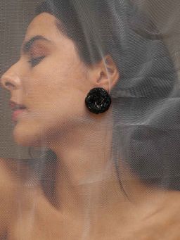 Sohi - Womens The Nodum Stud Earrings - Onyx Black