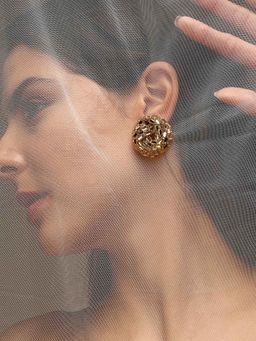 Sohi - Womens The Nodum Stud Earrings - Antique Gold