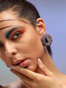 Sohi - Womens The Jingle Stud Earrings - Purple